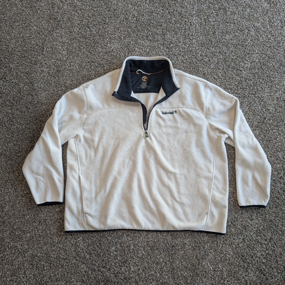 Timberland Fleece Quarter Zip Sweater Mens Size XXXL White Ivory